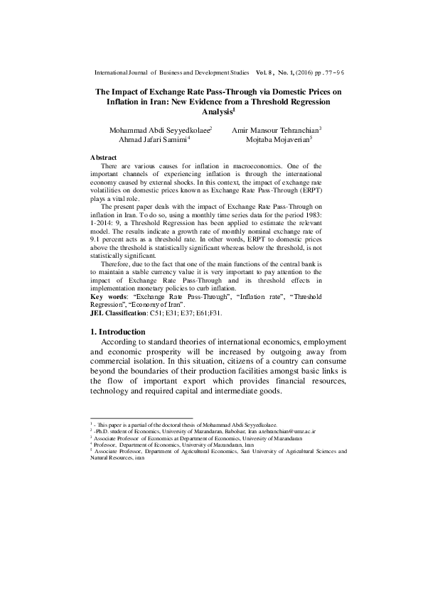 (PDF) The Impact of Exchange Rate Pass-Through via Domestic Prices on ...