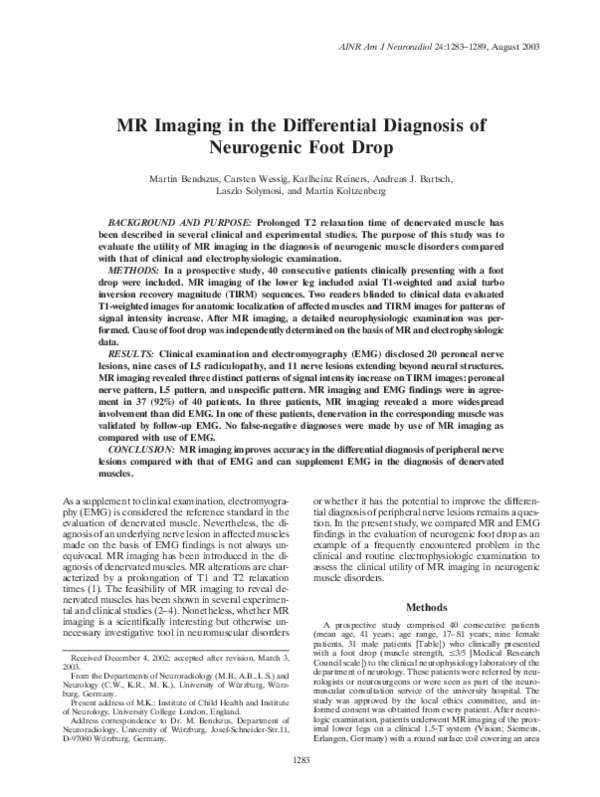 (PDF) MR imaging in the differential diagnosis of neurogenic foot drop