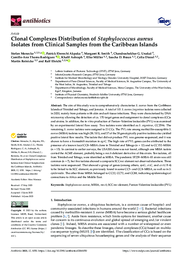 (PDF) Clonal Complexes Distribution of Staphylococcus aureus Isolates ...