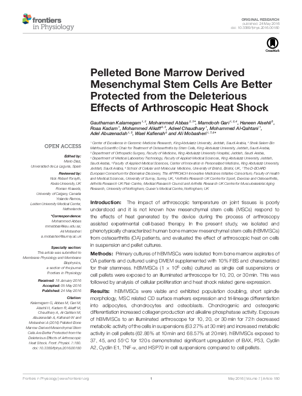 (PDF) Pelleted Bone Marrow Derived Mesenchymal Stem Cells Are Better ...