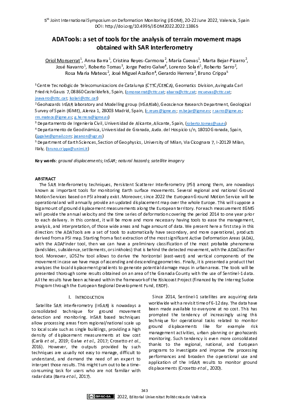 (PDF) ADATools: a set of tools for the analysis of terrain movement ...