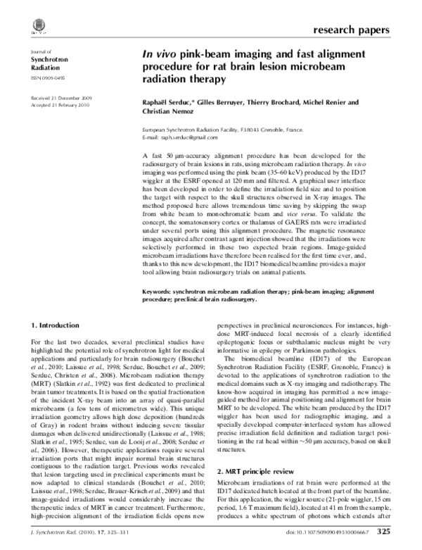 (PDF) In vivopink-beam imaging and fast alignment procedure for rat ...