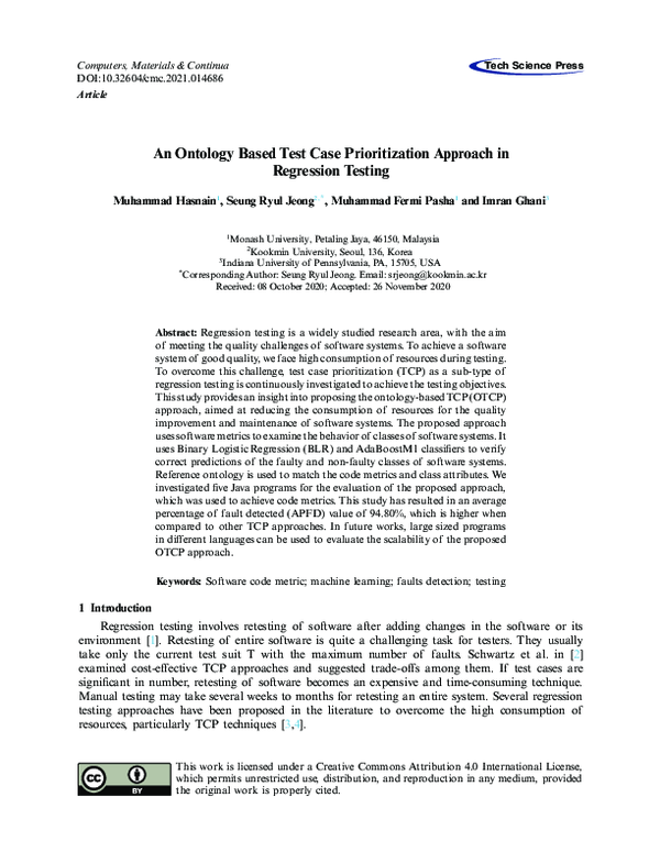 (PDF) An Ontology Based Test Case Prioritization Approach in Regression ...