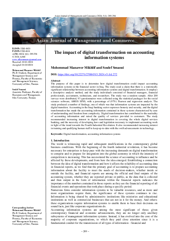 (PDF) The impact of digital transformation on accounting information ...