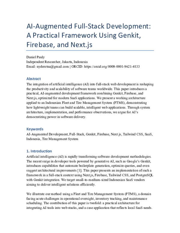 (PDF) AI-Augmented Full-Stack Development: A Practical Framework Using ...