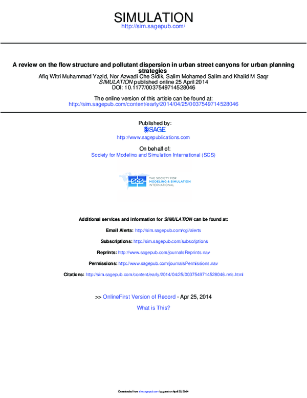 (PDF) A review on the flow structure and pollutant dispersion in urban ...