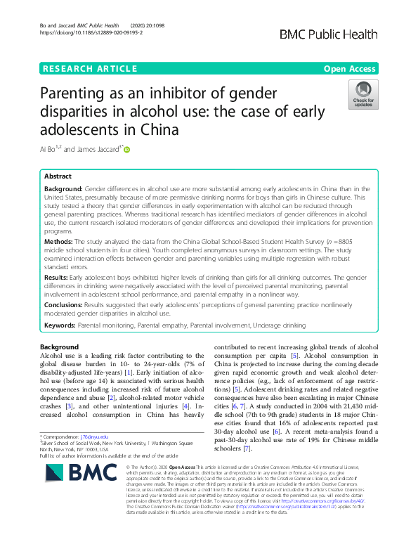 (PDF) Parenting as an inhibitor of gender disparities in alcohol use ...
