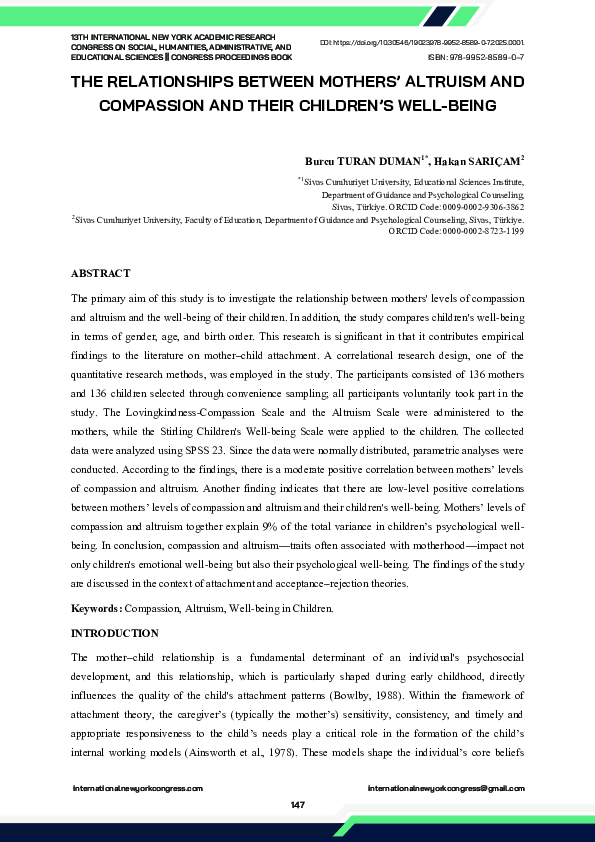 (PDF) The relationships between mothers’ altruism and compassion and ...
