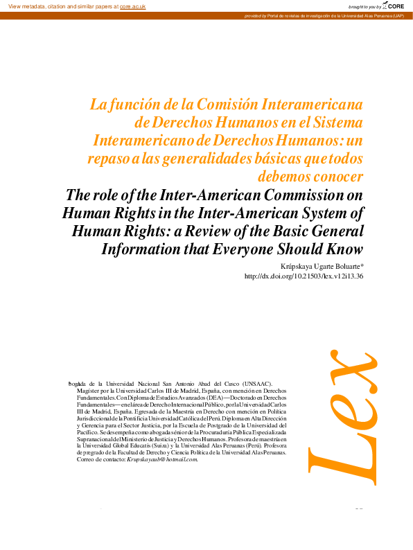 (PDF) La función de la Comisión Interamericana de Derechos Humanos en ...