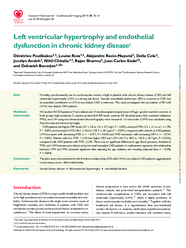 (PDF) Left ventricular hypertrophy and endothelial dysfunction in ...