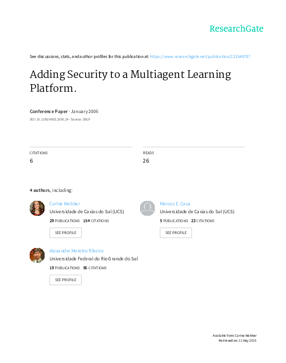 (PDF) Adding security to a multiagent learning platform