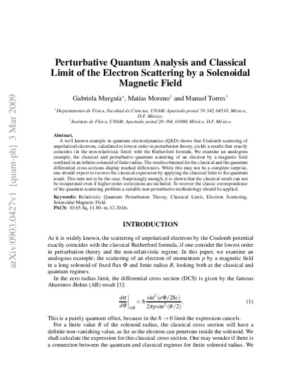 (PDF) Perturbative Quantum Analysis and Classical Limit of the Electron ...