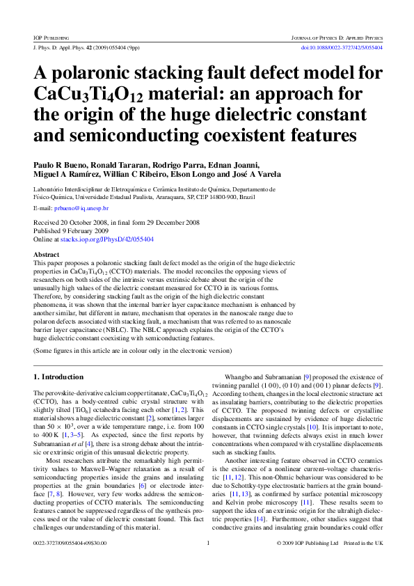 (PDF) A polaronic stacking fault defect model for CaCu3Ti4O12material ...