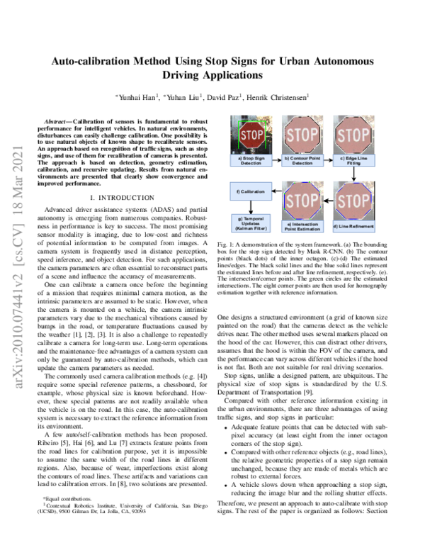(PDF) Auto-calibration Method Using Stop Signs for Urban Autonomous ...