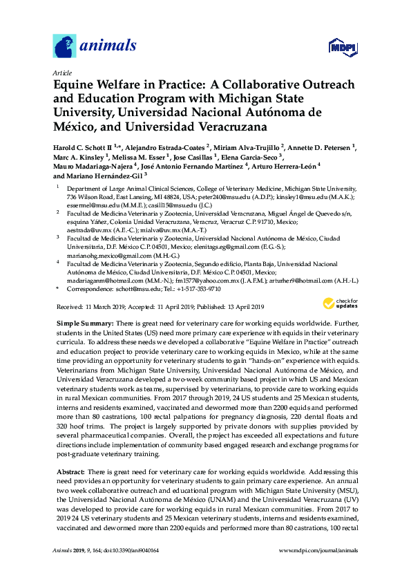 (PDF) Equine Welfare in Practice: A Collaborative Outreach and ...