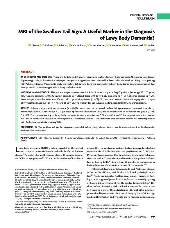 (PDF) MRI of the Swallow Tail Sign: A Useful Marker in the Diagnosis of ...