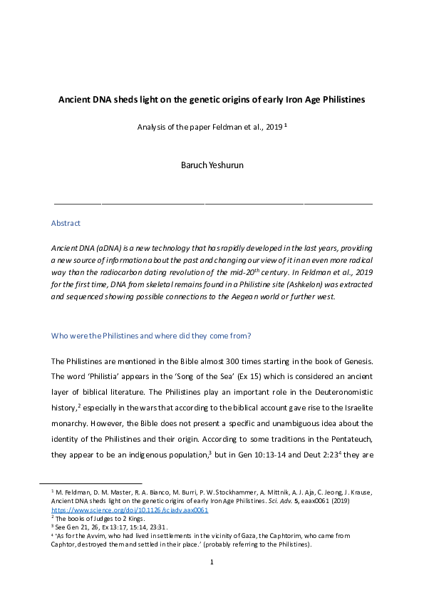 (PDF) Ancient DNA sheds light on the genetic origins of early Iron Age ...