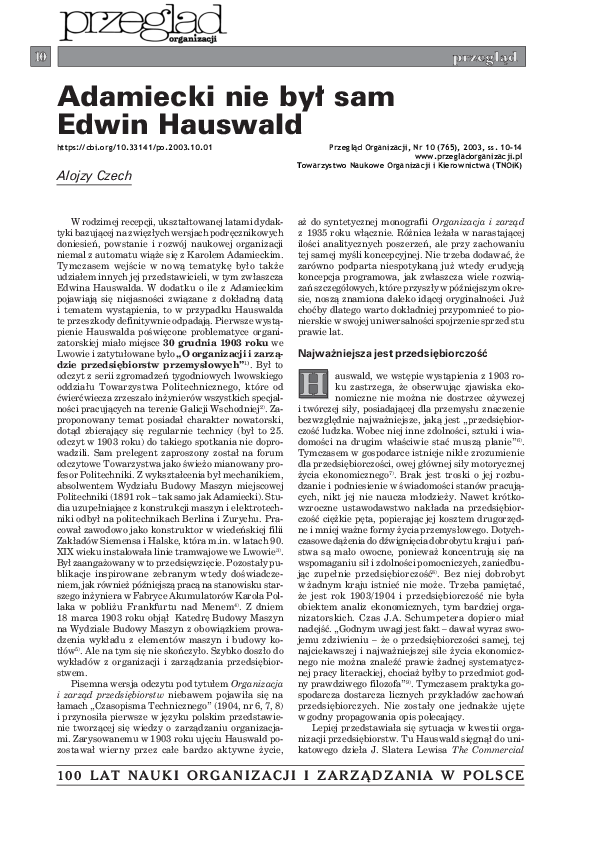 (PDF) Adamiecki nie był sam - Edwin Hauswald
