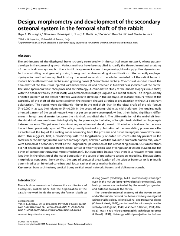 (PDF) Design, morphometry and development of the secondary osteonal ...