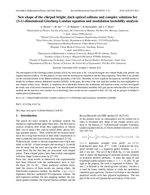 (PDF) New shape of the chirped bright, dark optical solitons and ...