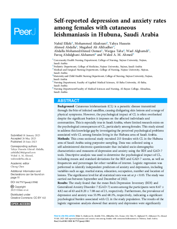 (PDF) Self-reported depression and anxiety rates among females with ...
