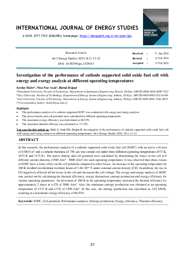 (PDF) Investigation of the Performance of Cathode Supported Solid Oxide ...
