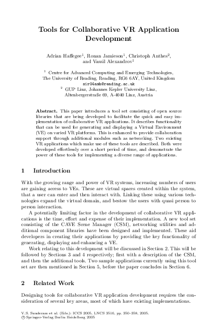 (PDF) Tools For Collaborative VR Application Development