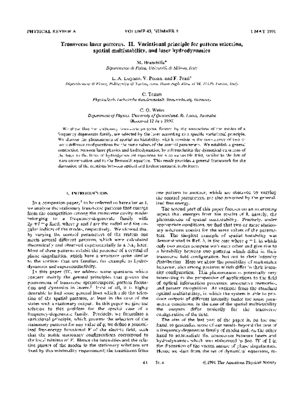 (PDF) Transverse laser patterns. II. Variational principle for pattern ...