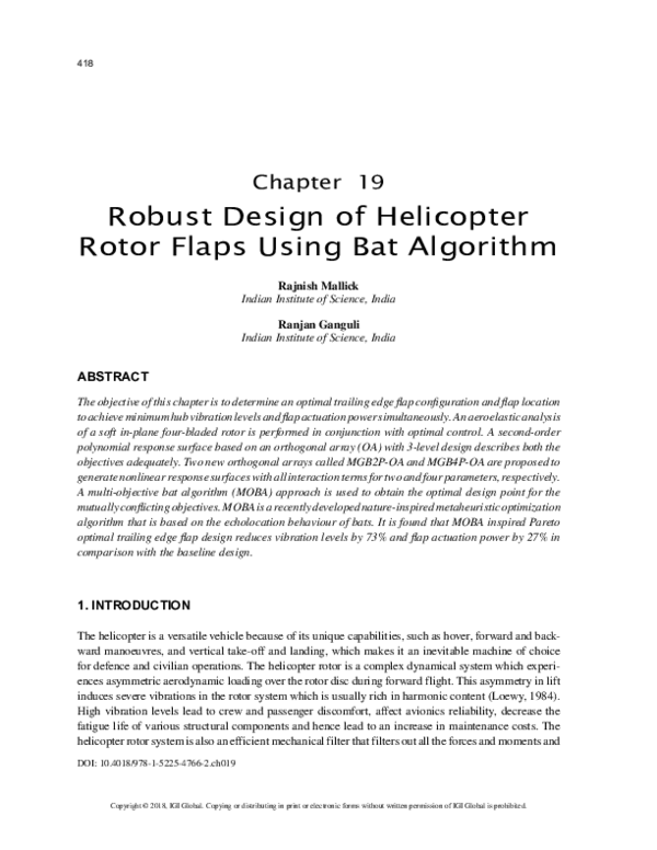 (PDF) Robust Design of Helicopter Rotor Flaps Using Bat Algorithm