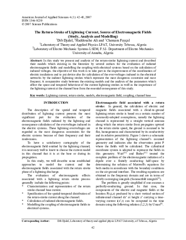 (PDF) The Return-Stroke of Lightning Current, Source of Electromagnetic ...