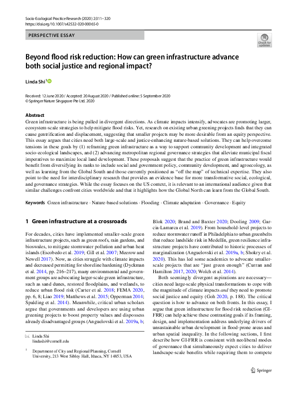 (PDF) Beyond flood risk reduction: How can green infrastructure advance ...