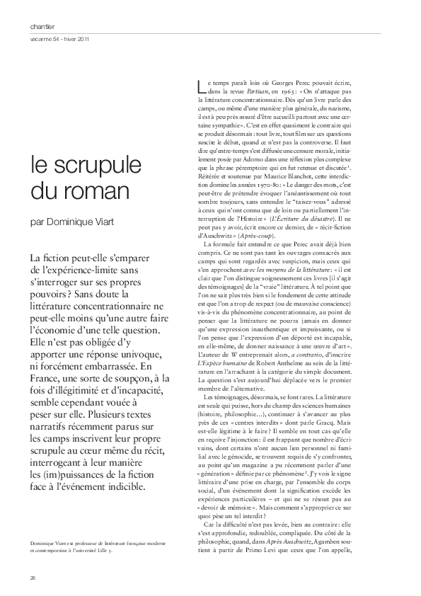 (PDF) Le scrupule du roman