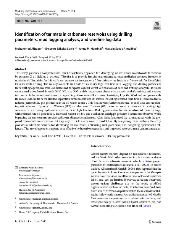 (PDF) Identification of tar mats in carbonate reservoirs using drilling ...