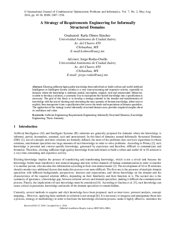 (PDF) A Strategy of Requirements Engineering for Informally Structured ...