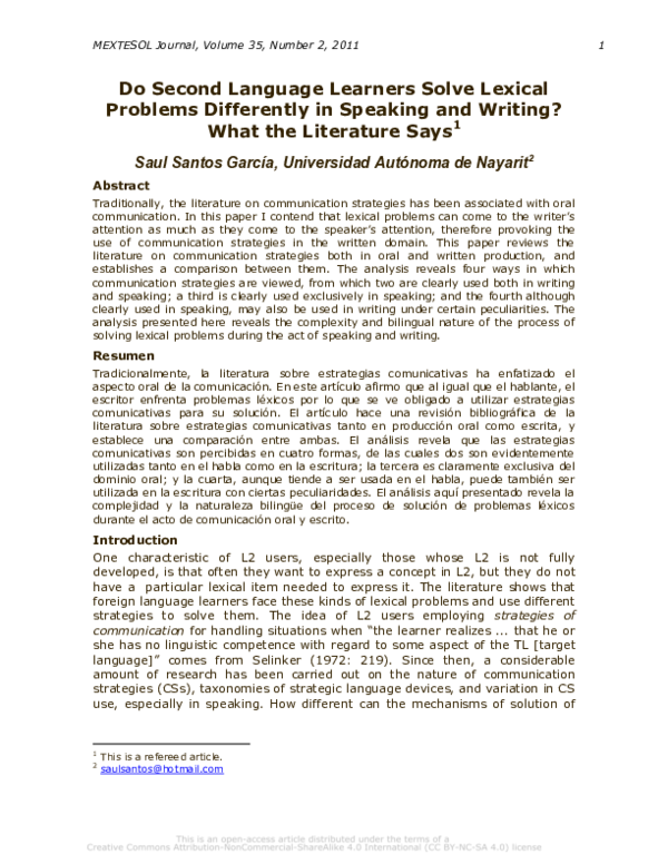 (PDF) Do Second Language Learners Solve Lexical Problems Differently in ...