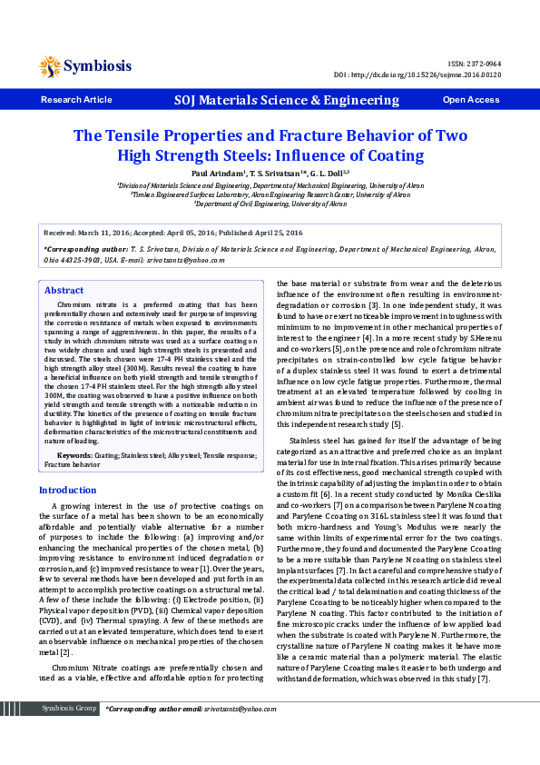 (PDF) The Tensile Properties and Fracture Behavior of Two High Strength ...