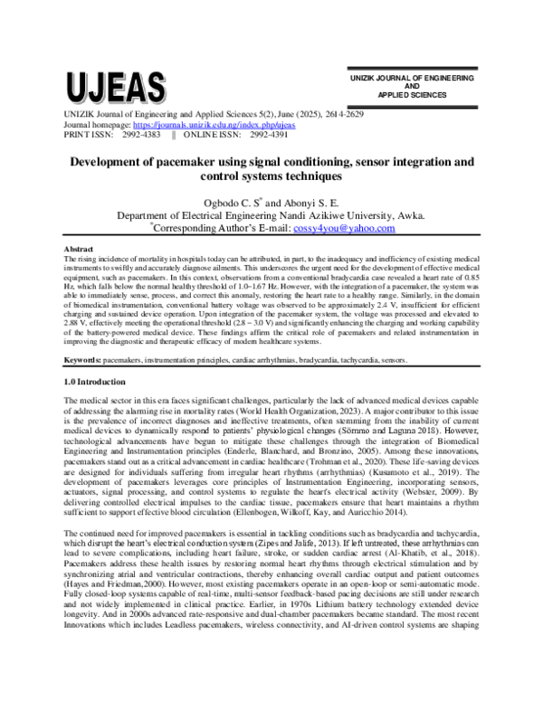 (PDF) Development of pacemaker using signal conditioning, sensor ...
