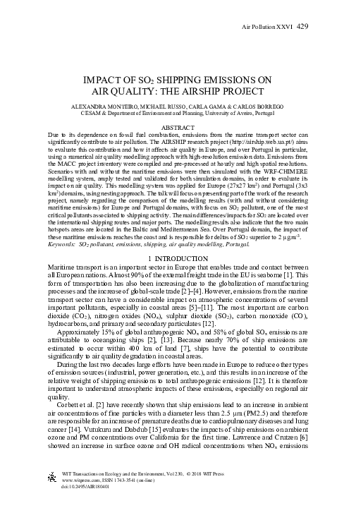 (PDF) Impact of SO2 Shipping Emissions on Air Quality: The Airship Project