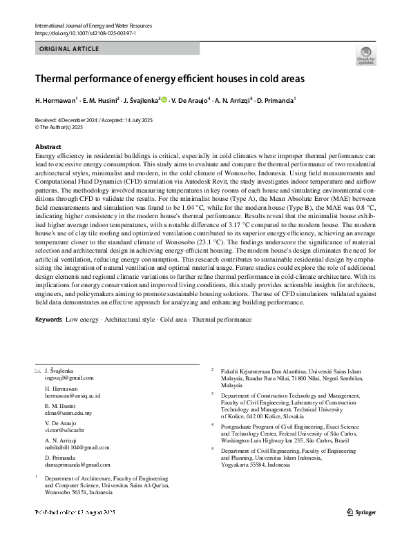 (PDF) Thermal performance of energy efficient houses in cold areas