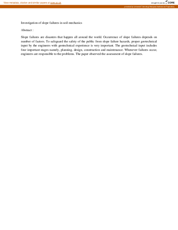 (PDF) Investigation of slope failures in soil mechanics