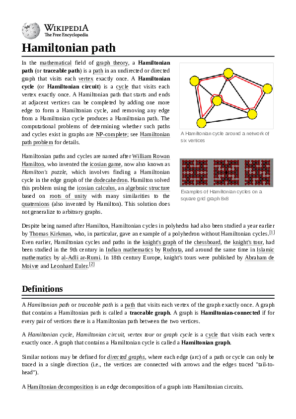 (PDF) Hamiltonian path