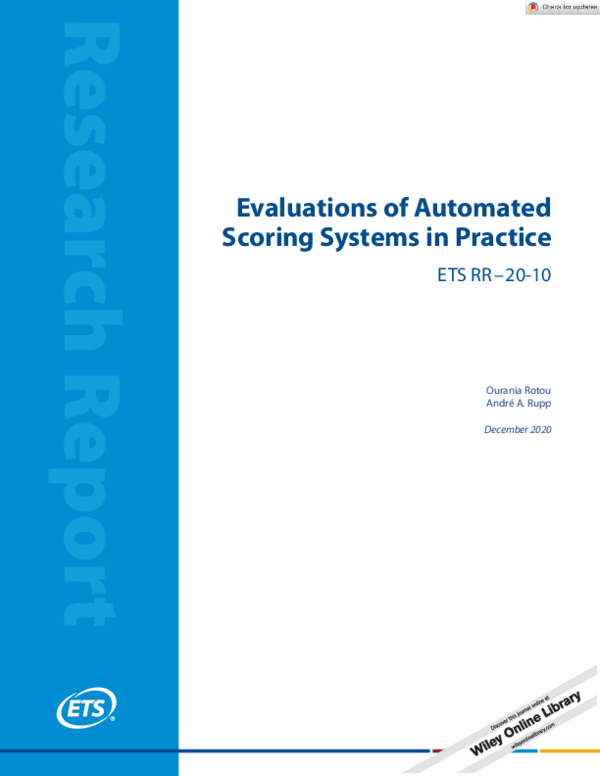 (PDF) Evaluations of Automated Scoring Systems in Practice. Research ...