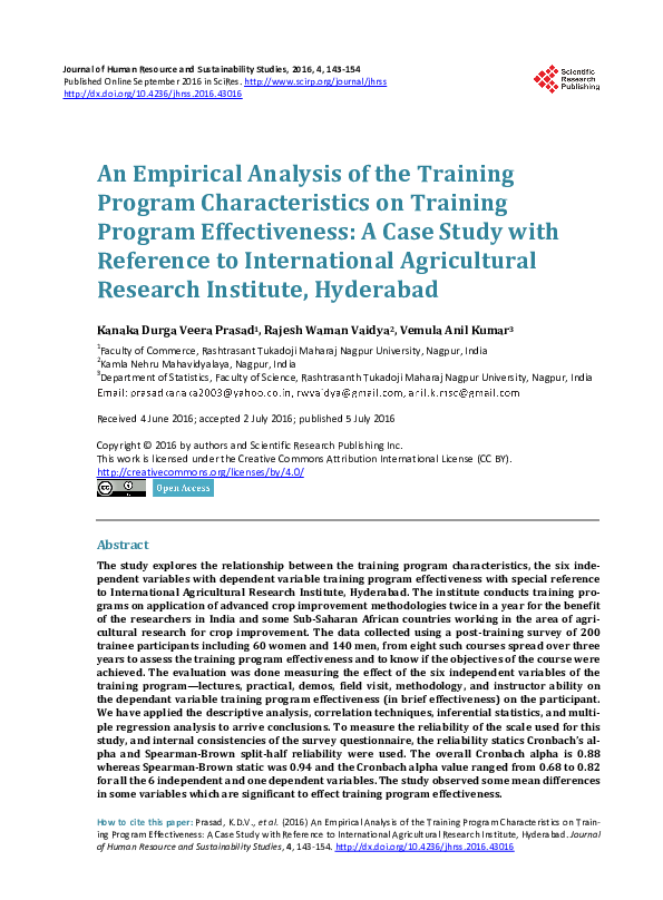 (PDF) An Empirical Analysis of the Training Program Characteristics on ...
