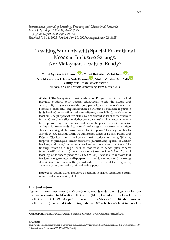 (PDF) Teaching Students with Special Educational Needs in Inclusive ...
