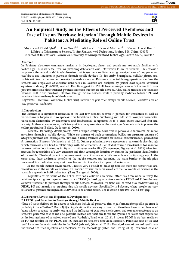(PDF) An Empirical Study on the Effect of Perceived Usefulness and Ease ...