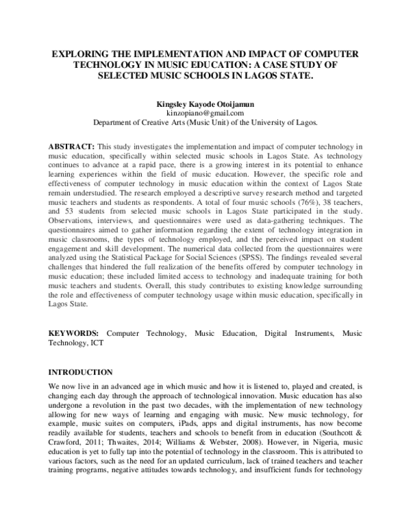 (PDF) EXPLORING THE IMPLEMENTATION AND IMPACT OF COMPUTER TECHNOLOGY IN ...