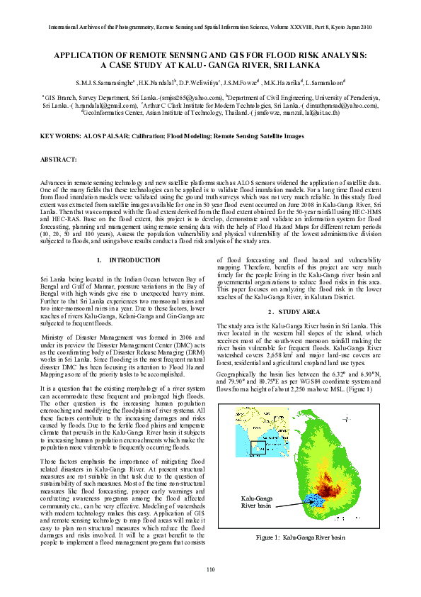 (PDF) Application of Remote Sensing and Gis for Flood Risk Analysis: A ...