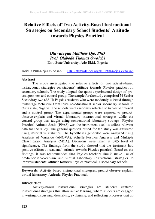(PDF) Relative Effects of Two Activity-Based Instructional Strategies ...
