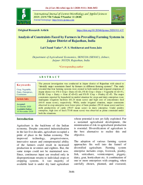 (PDF) Analysis of Constraints Faced by Farmers in Prevailing Farming ...