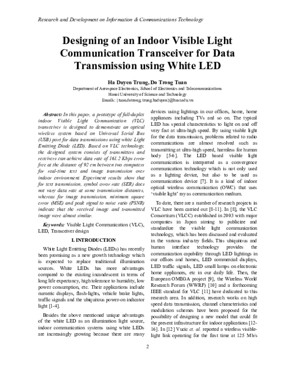 (PDF) Designing of an Indoor Visible Light Communication Transceiver ...
